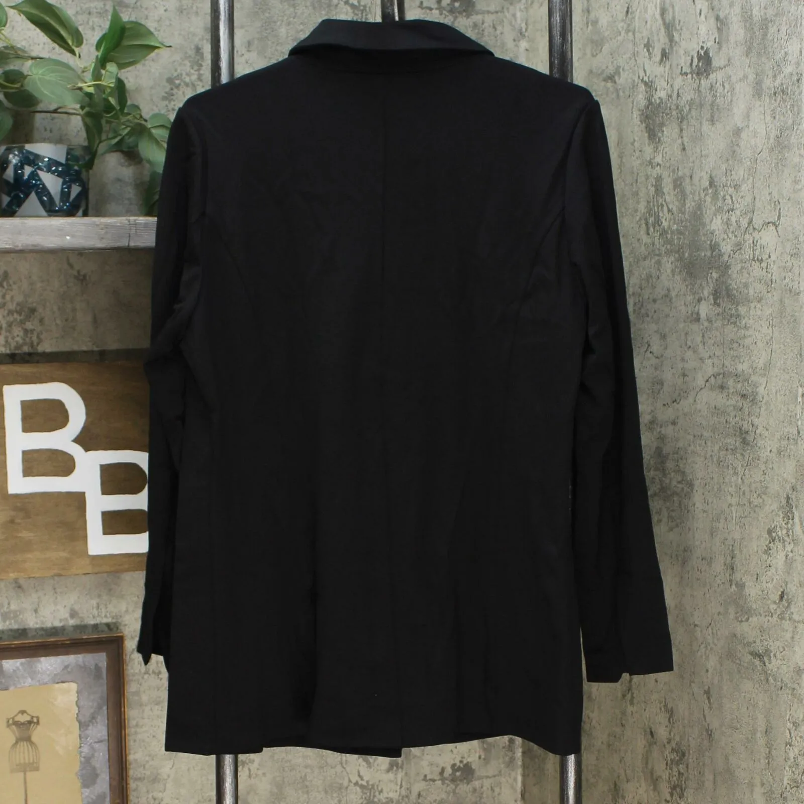 DG2 by Diane Gilman Women's Stretch Knit Ponte Blazer Jacket Black Medium