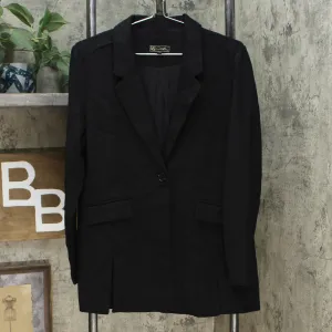 DG2 by Diane Gilman Women's Stretch Knit Ponte Blazer Jacket Black Medium