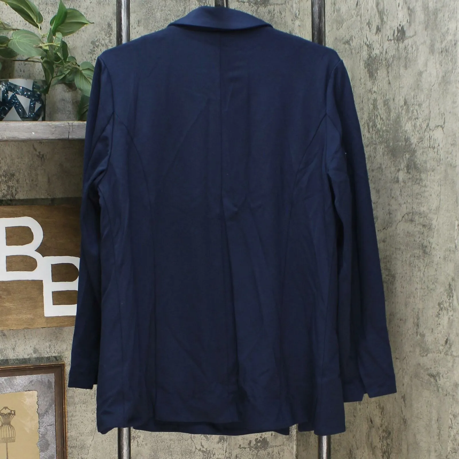 DG2 by Diane Gilman Women's Stretch Knit Ponte Blazer Jacket Navy Medium