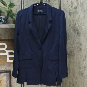 DG2 by Diane Gilman Women's Stretch Knit Ponte Blazer Jacket Navy Medium