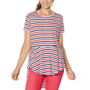 DG2 by Diane Gilman Women's Striped Peplum Drama Top