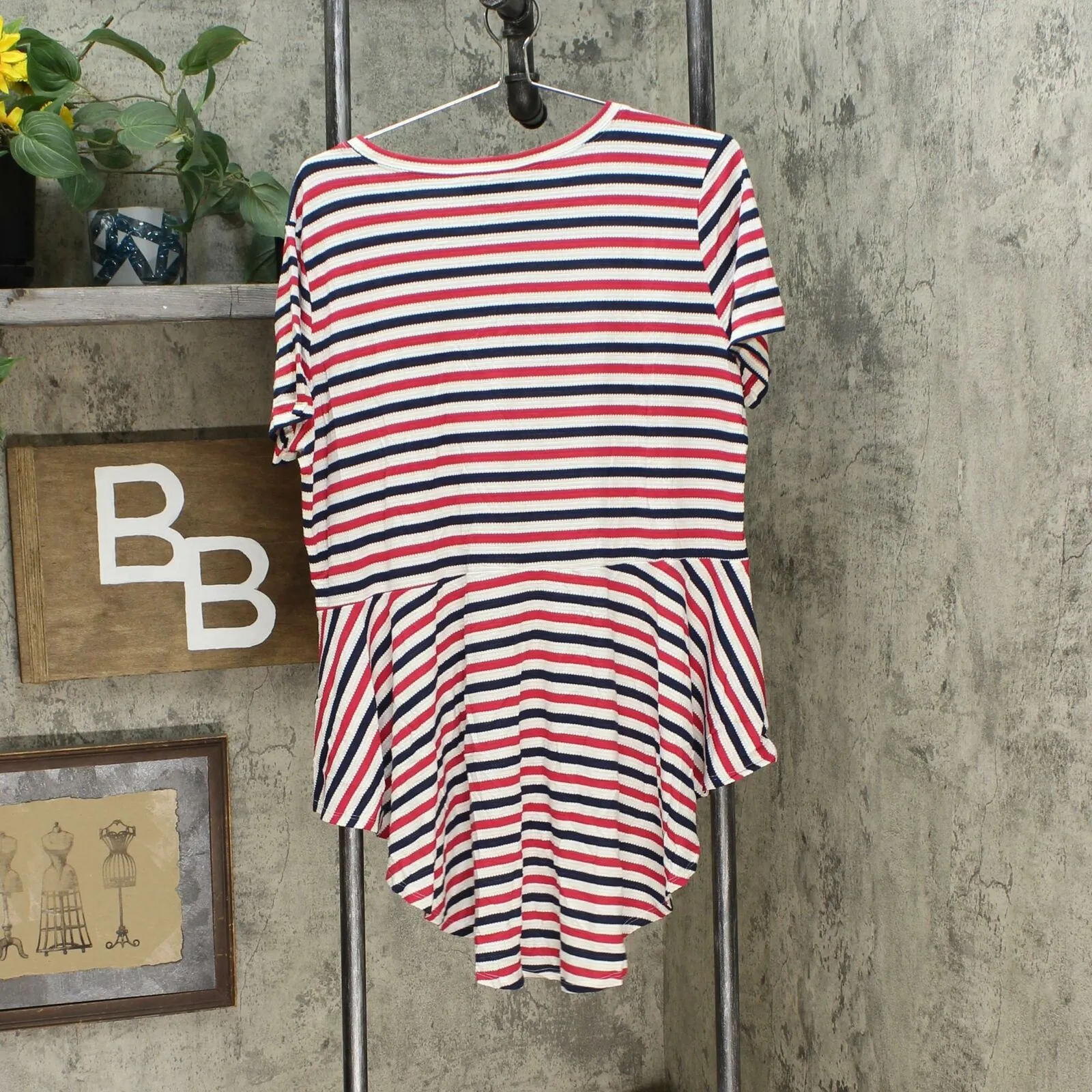 DG2 by Diane Gilman Women's Striped Peplum Drama Top