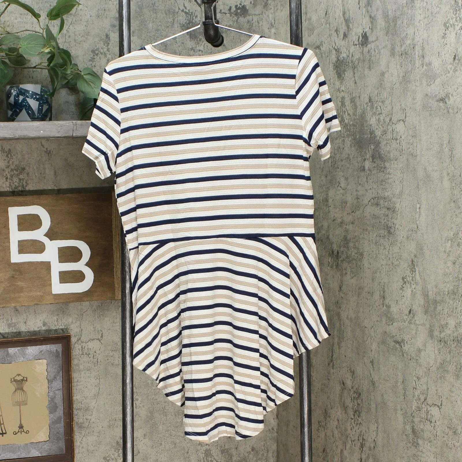 DG2 by Diane Gilman Women's Striped Peplum Drama Top