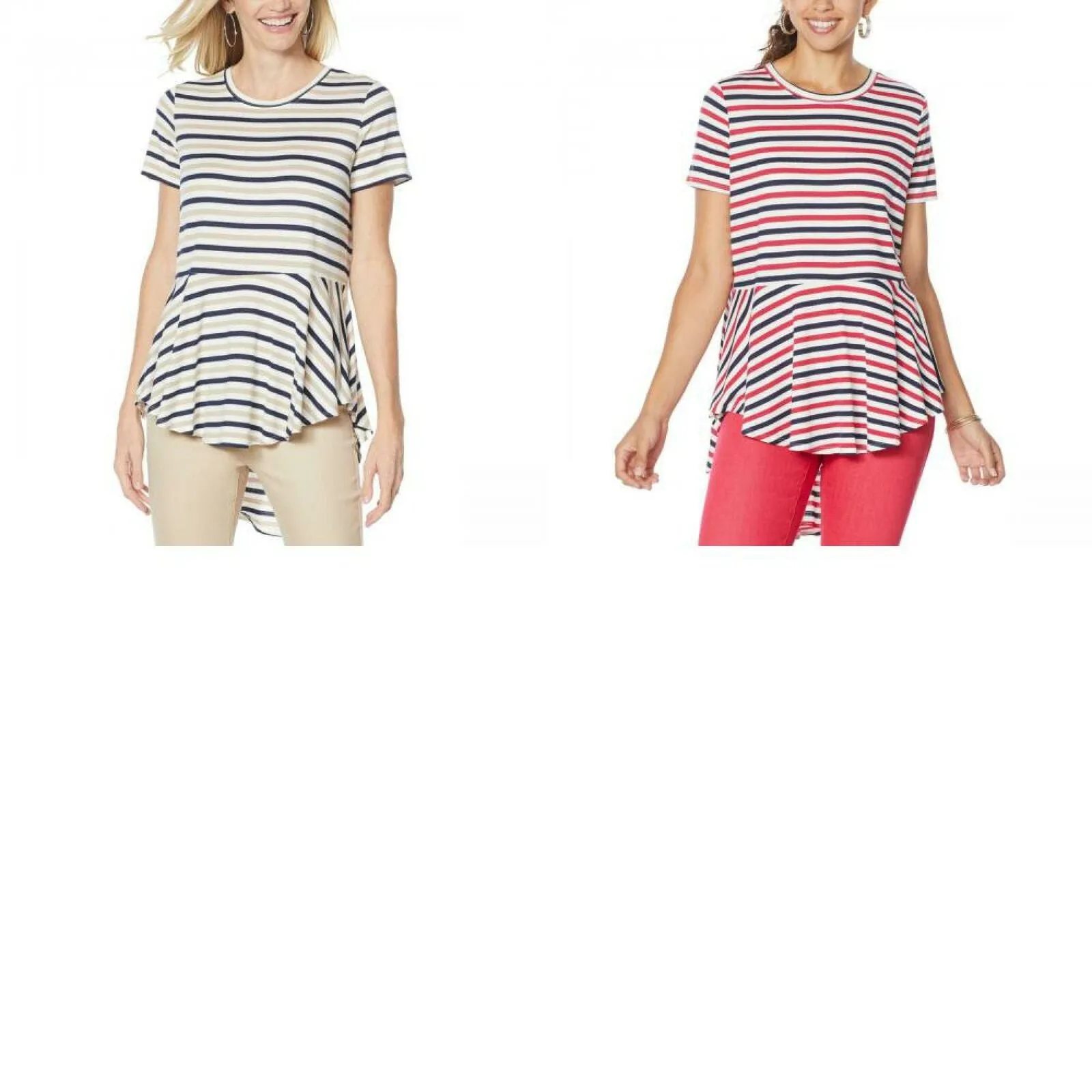 DG2 by Diane Gilman Women's Striped Peplum Drama Top