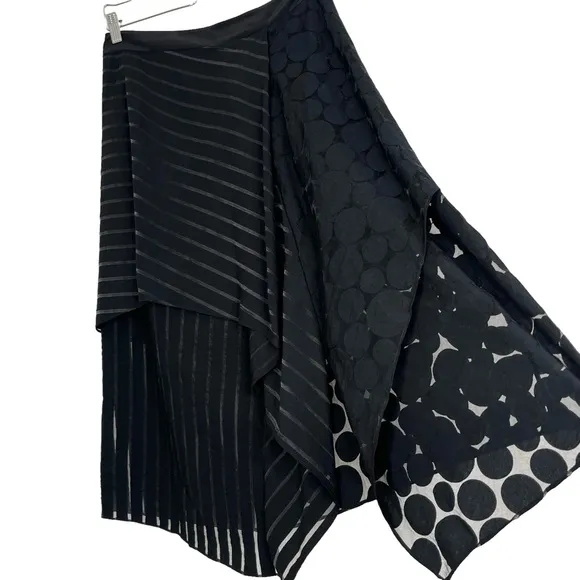 Diane Von Furstenberg DVF Front Ruffle Circles &amp; Stripes Layered Midi Skirt
