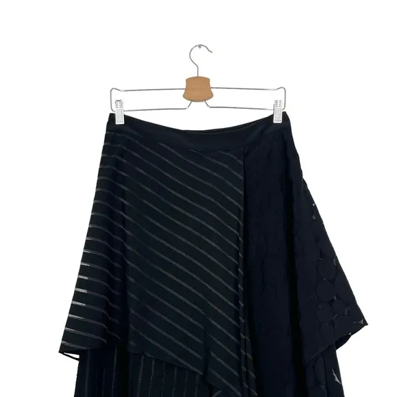 Diane Von Furstenberg DVF Front Ruffle Circles &amp; Stripes Layered Midi Skirt
