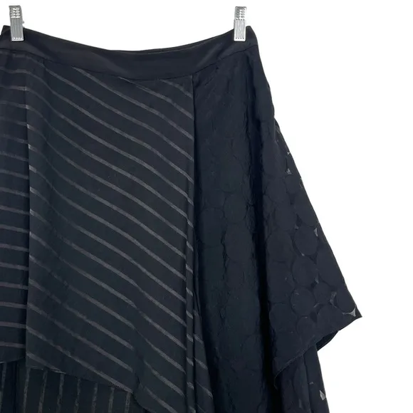 Diane Von Furstenberg DVF Front Ruffle Circles &amp; Stripes Layered Midi Skirt