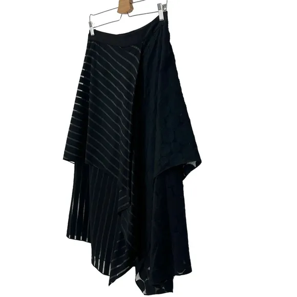 Diane Von Furstenberg DVF Front Ruffle Circles &amp; Stripes Layered Midi Skirt