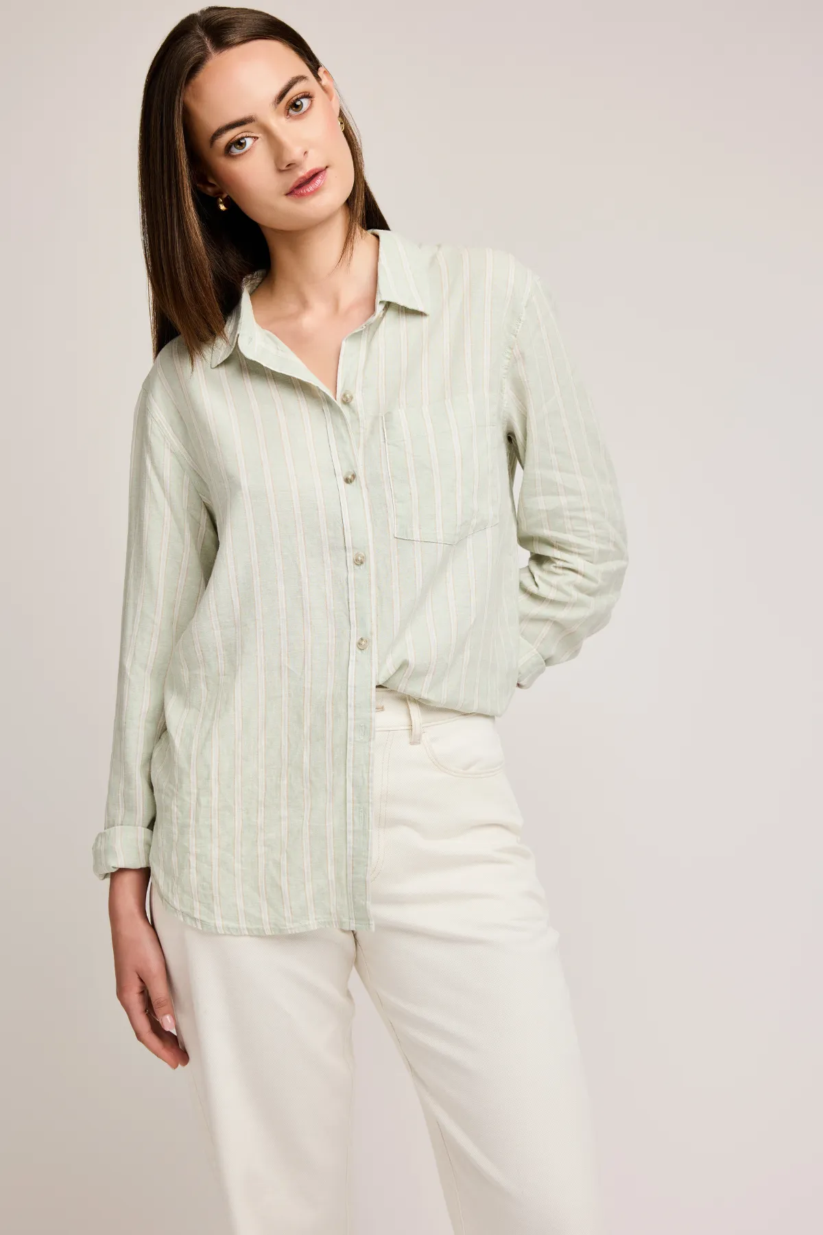 Dominique Striped Button Up Shirt by Gentle Fawn