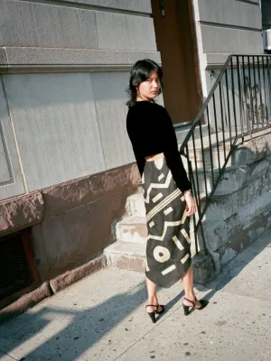 Donna Karan Block Print Wrap Skirt