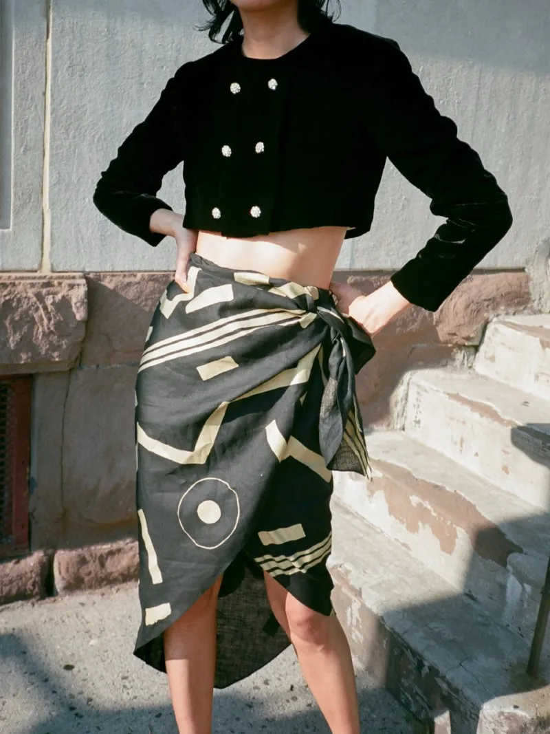 Donna Karan Block Print Wrap Skirt