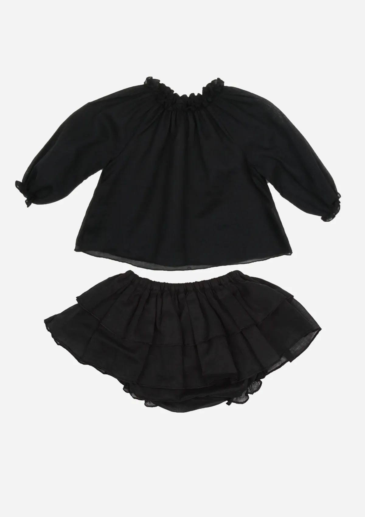 Double layered Voile Blouse, Black