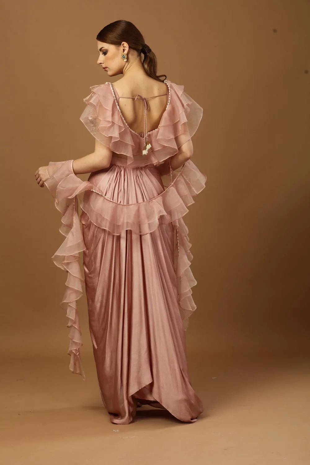 Drape Skirt With Layered Blouse
