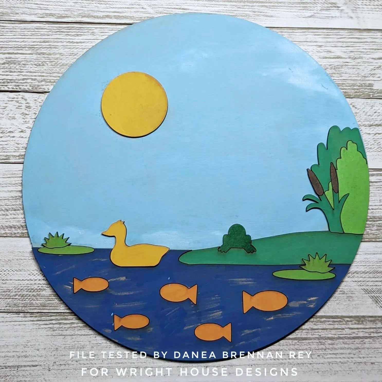 Duck Pond and Goldfish Baby Nursery Round - Sign Making Home Decor and DIY Kits - Cut File For Glowforge Lasers - Digital SVG File