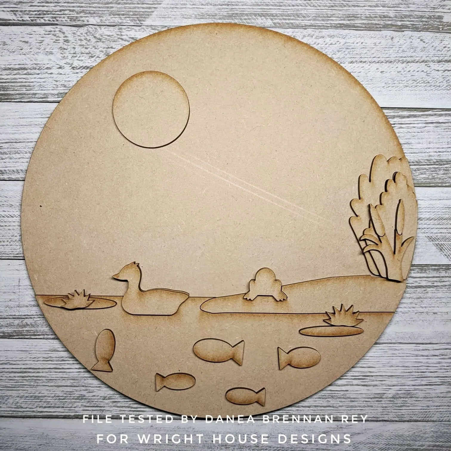 Duck Pond and Goldfish Baby Nursery Round - Sign Making Home Decor and DIY Kits - Cut File For Glowforge Lasers - Digital SVG File