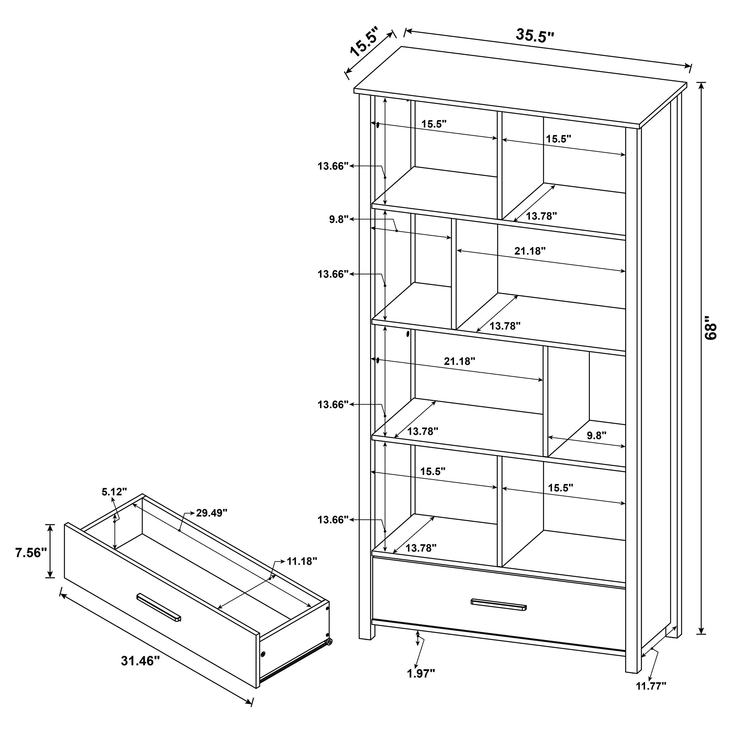 Dylan 68-inch 4-shelf Storage Bookshelf White High Gloss