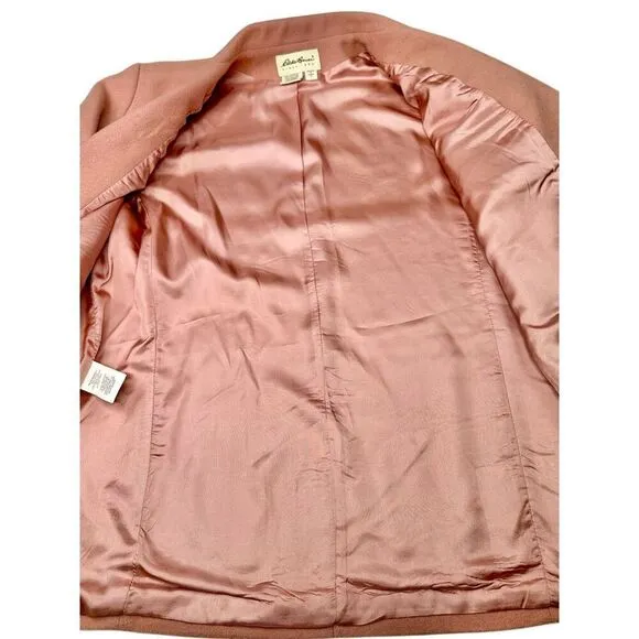 Eddie Bauer 100% Wool Blazer Double Button Close Pink Lined Women’s Size Medium
