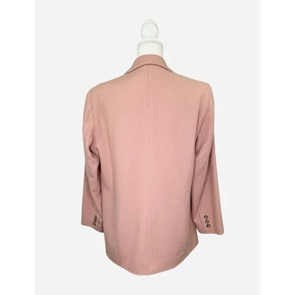 Eddie Bauer 100% Wool Blazer Double Button Close Pink Lined Women’s Size Medium