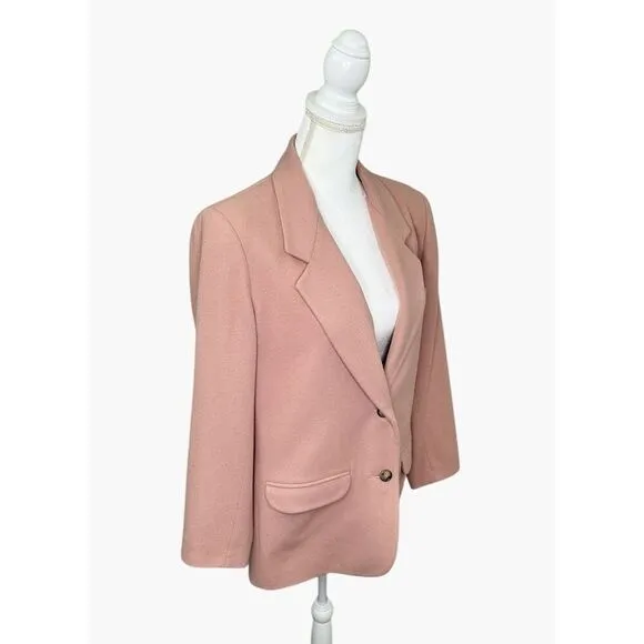 Eddie Bauer 100% Wool Blazer Double Button Close Pink Lined Women’s Size Medium