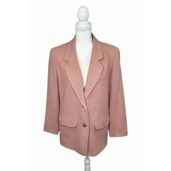 Eddie Bauer 100% Wool Blazer Double Button Close Pink Lined Women’s Size Medium