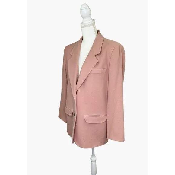 Eddie Bauer 100% Wool Blazer Double Button Close Pink Lined Women’s Size Medium