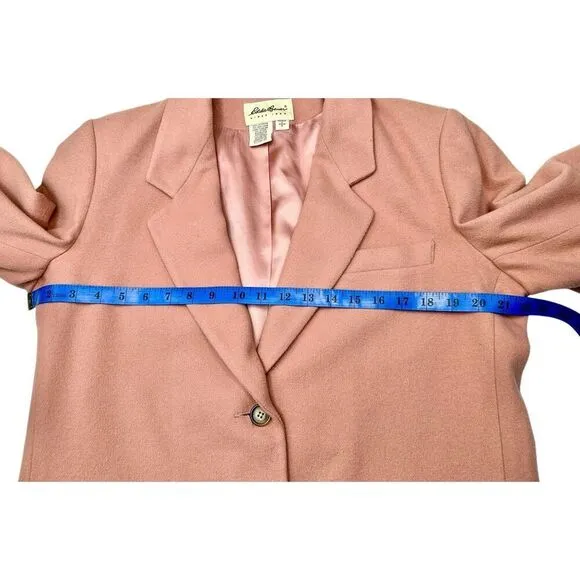 Eddie Bauer 100% Wool Blazer Double Button Close Pink Lined Women’s Size Medium
