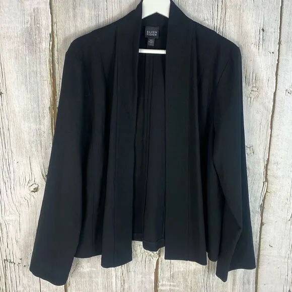 Eileen Fisher Dottie Luck Merino Wool Open Cardigan Blazer Size Large   Clt