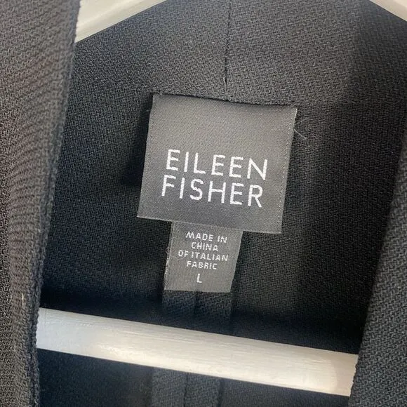 Eileen Fisher Dottie Luck Merino Wool Open Cardigan Blazer Size Large   Clt