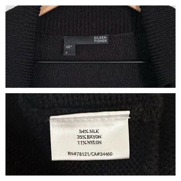 EILEEN FISHER S Silk Blend One Button Textured Cardigan Sweater Blazer in Black