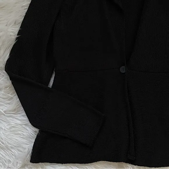 EILEEN FISHER S Silk Blend One Button Textured Cardigan Sweater Blazer in Black