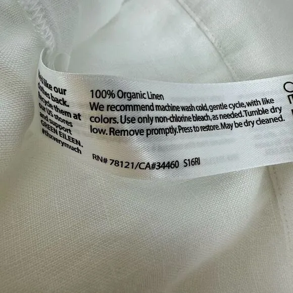 Eileen Fisher Organic Linen Faux Wrap Front Skirt White Small