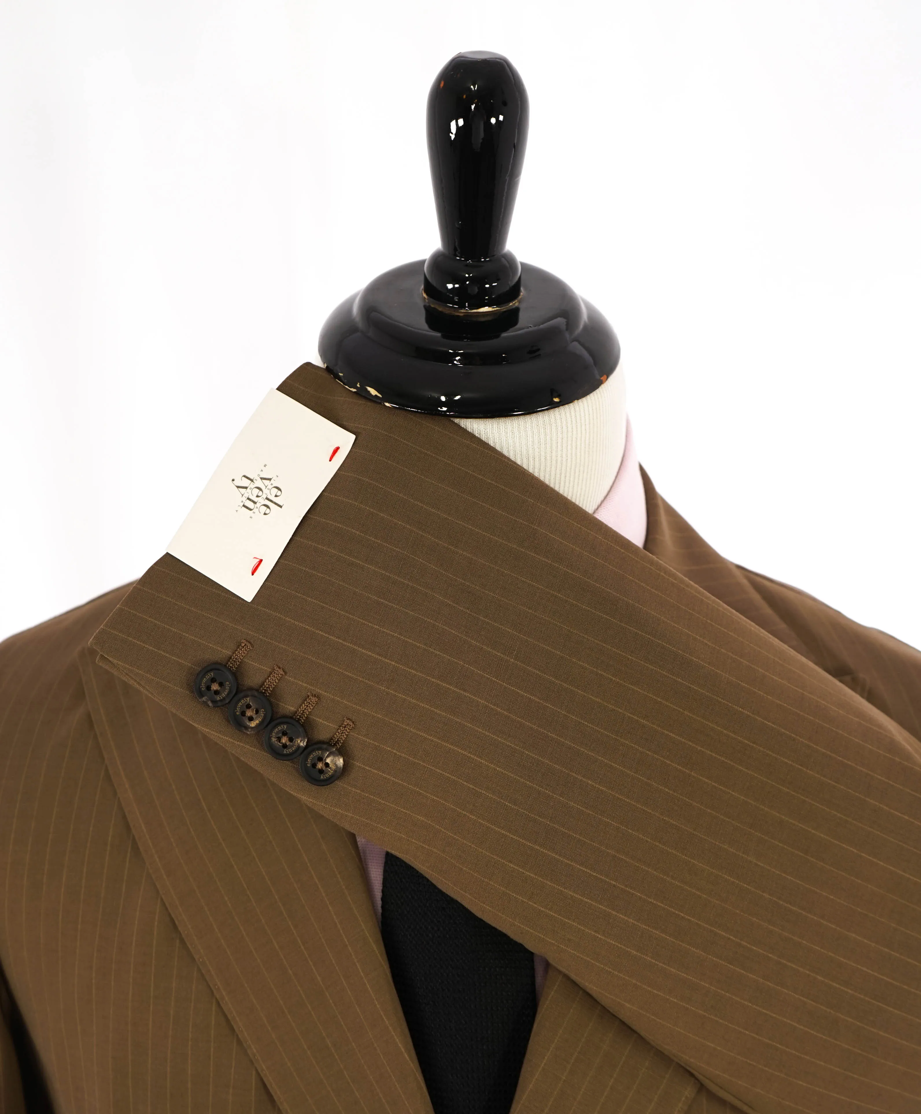 ELEVENTY - Brown Pencil Stripe Double Breasted Semi-Lined Suit - 40 (50 EU)