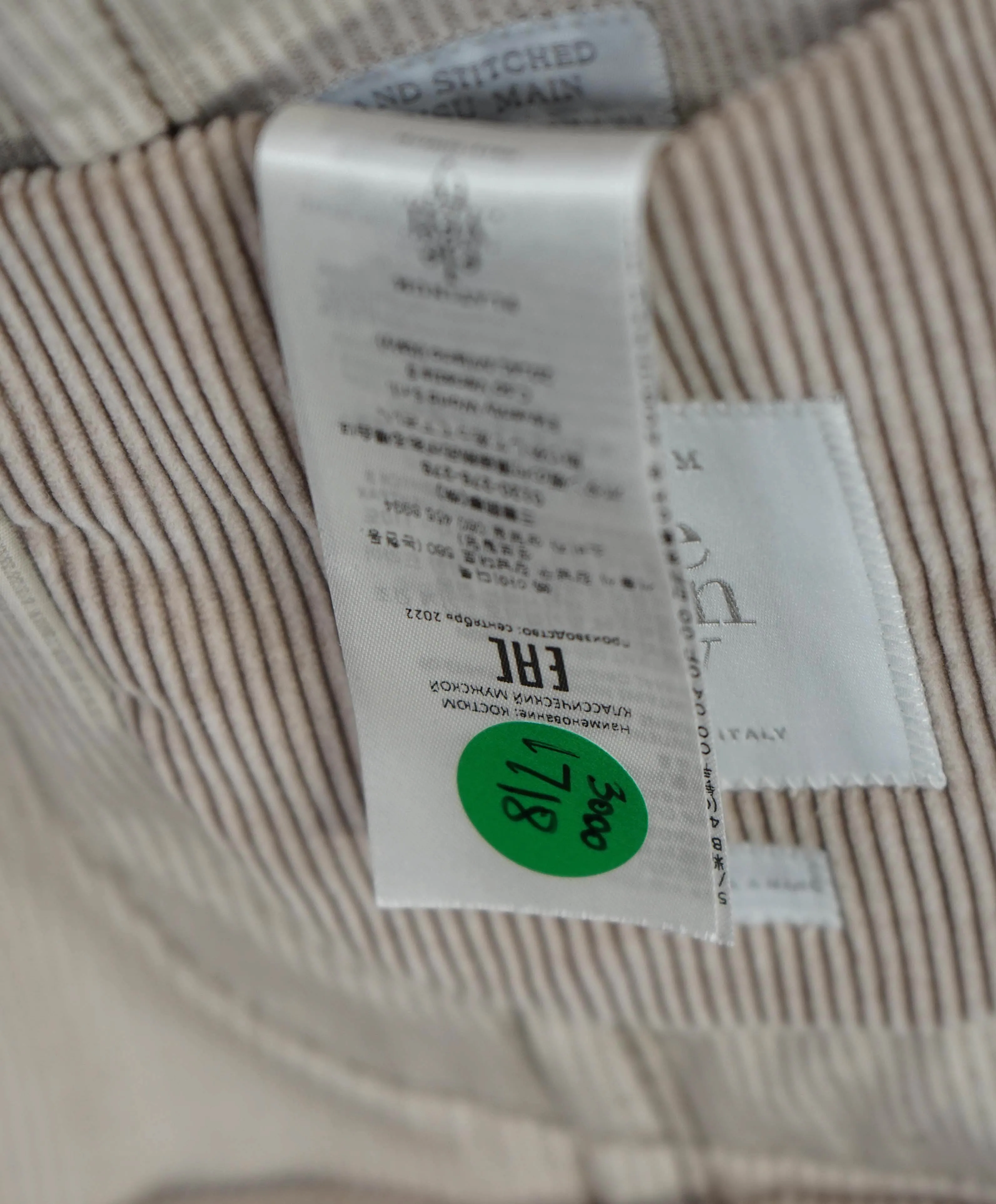 ELEVENTY - By ERMENEGILDO ZEGNA "CASHMERE CORDUROY" Neutral Suit - 40 US