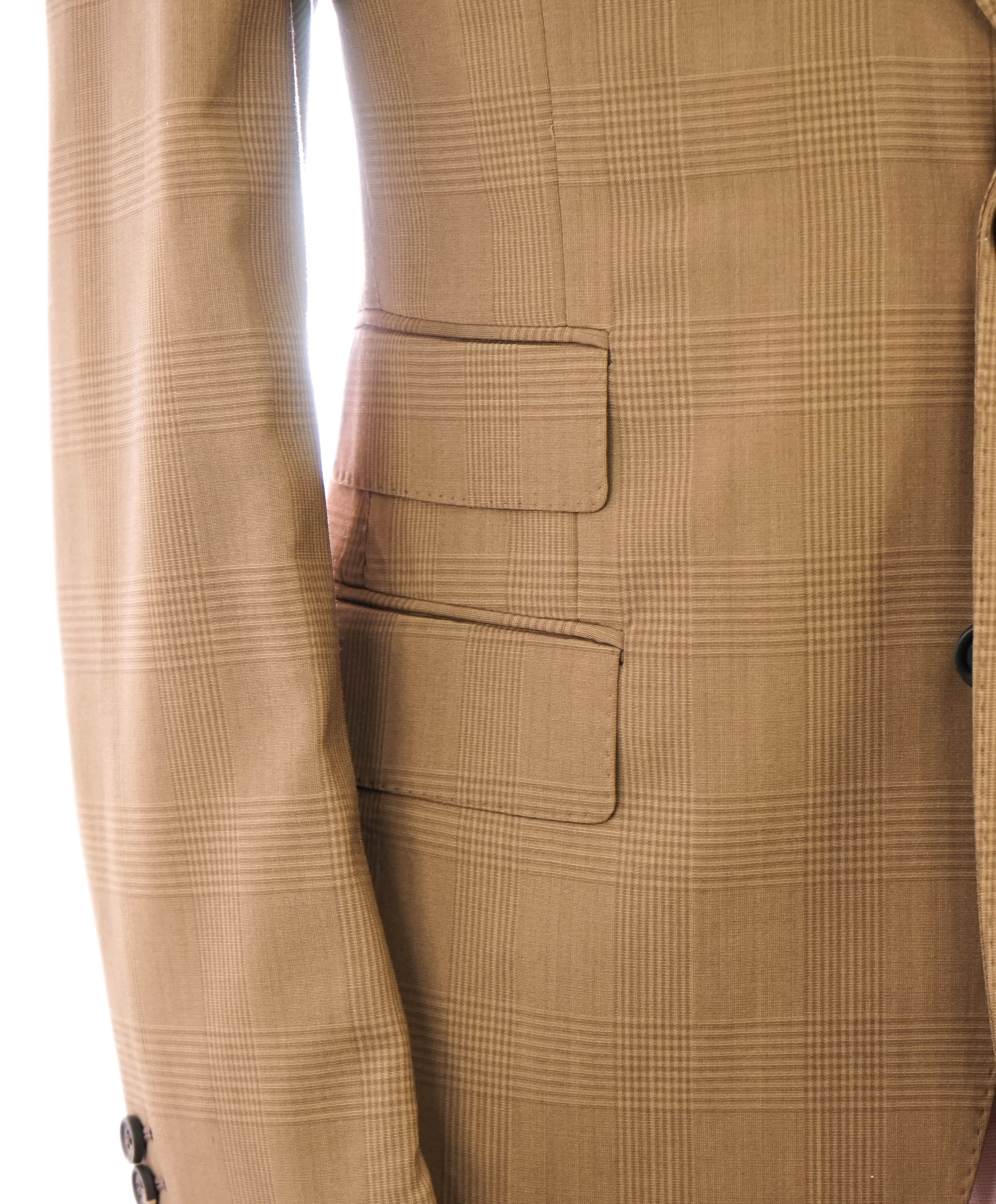 ELEVENTY - Peak Lapel Brown Semi-Lined Plaid Check Summer Suit - 40 US (50EU)