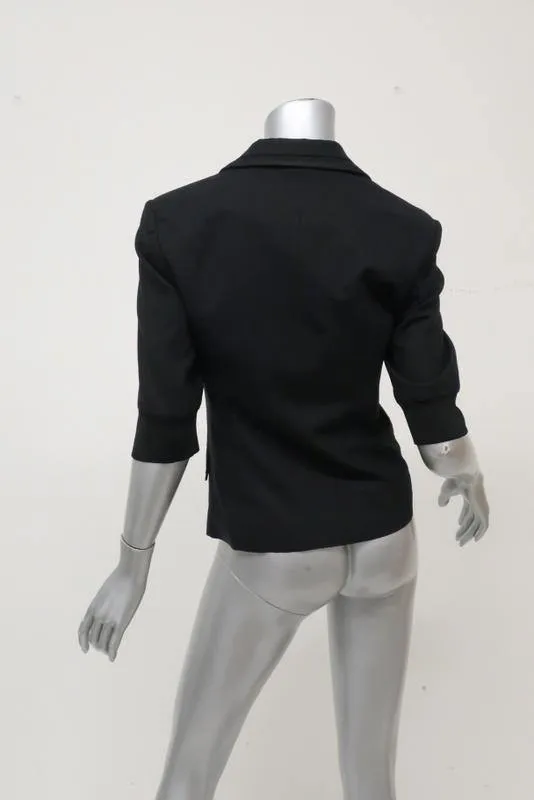Elizabeth and James Blazer Black Stretch Wool Size 2 Short Sleeve Jacket