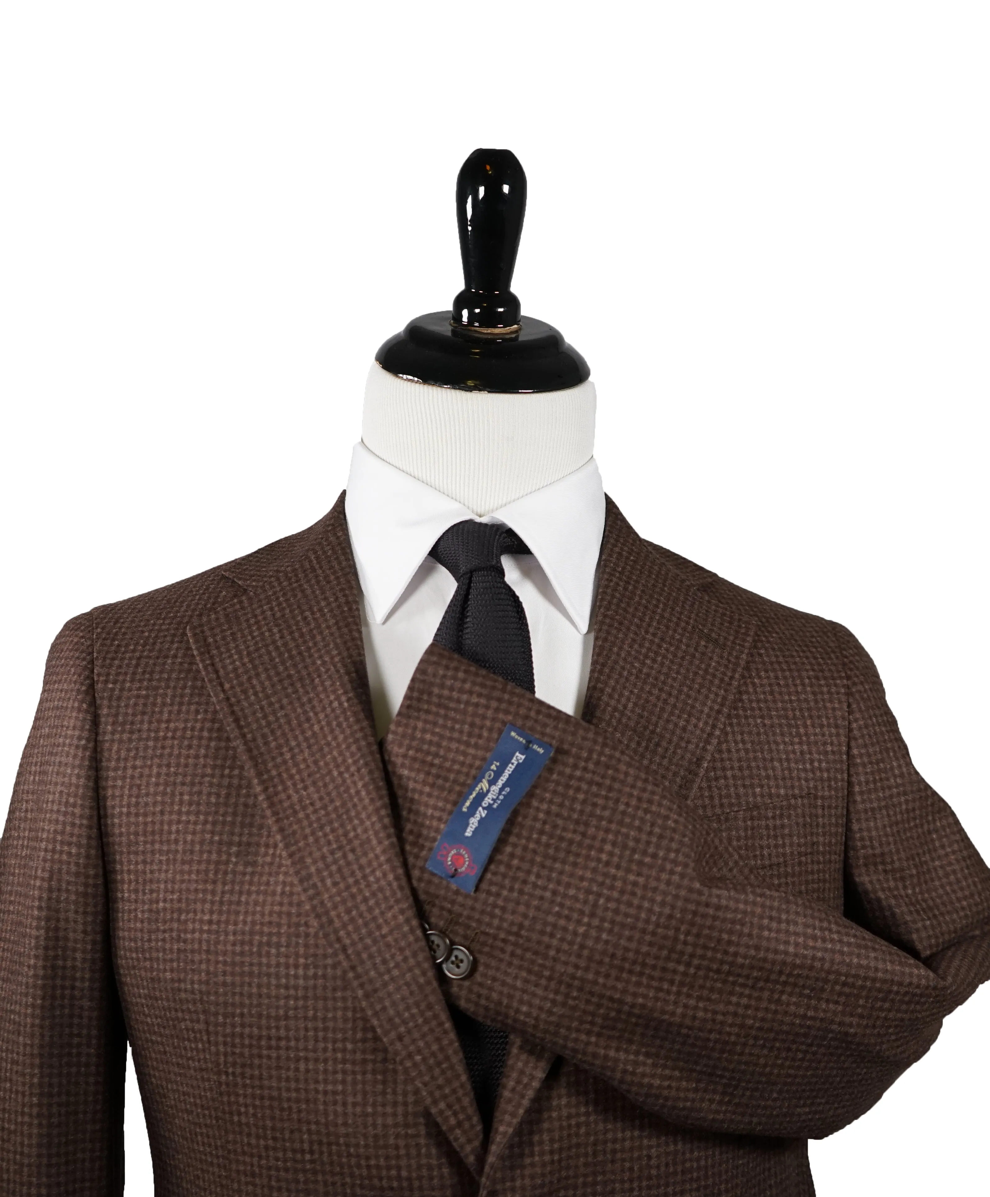 ERMENEGILDO ZEGNA CLOTH - 14 Microns Brown Check Cashmere/Silk/Wool Blazer - 40R