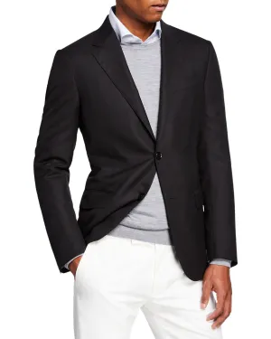 ERMENEGILDO ZEGNA - "Cool Effect" Blue Oxford Royal Weave Blazer - 44R