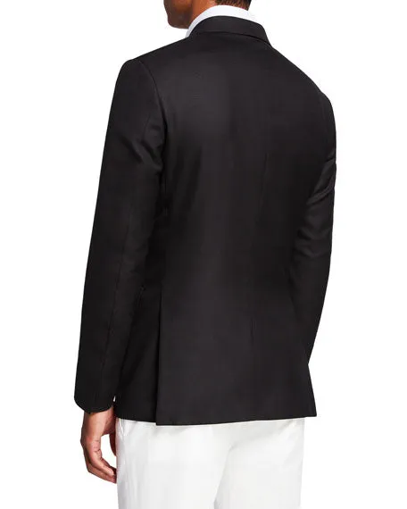 ERMENEGILDO ZEGNA - "Cool Effect" Blue Oxford Royal Weave Blazer - 44R