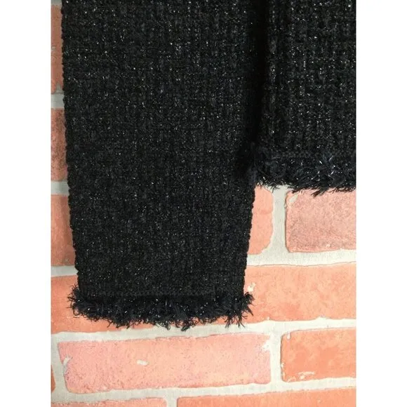 Escada Margaretha Ley Women Wool Blend Knitted Jacket Raw Edges Black Size 36