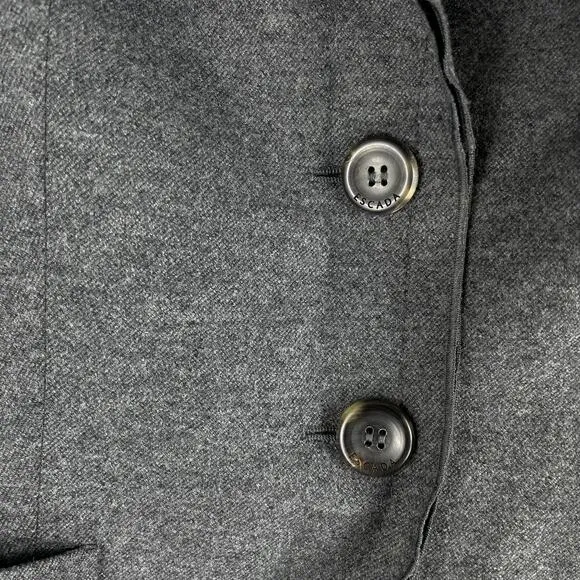 Escada Virgin Wool Cashmere Blazer Jacket Dark Gray Size 40