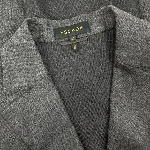 Escada Virgin Wool Cashmere Blazer Jacket Dark Gray Size 40