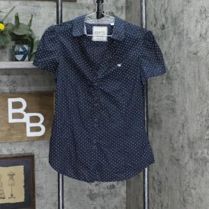 Esprit Womens Button Up Peplum Blouse Shirt Top 1667b8cf66e4c1 Blue / White 10