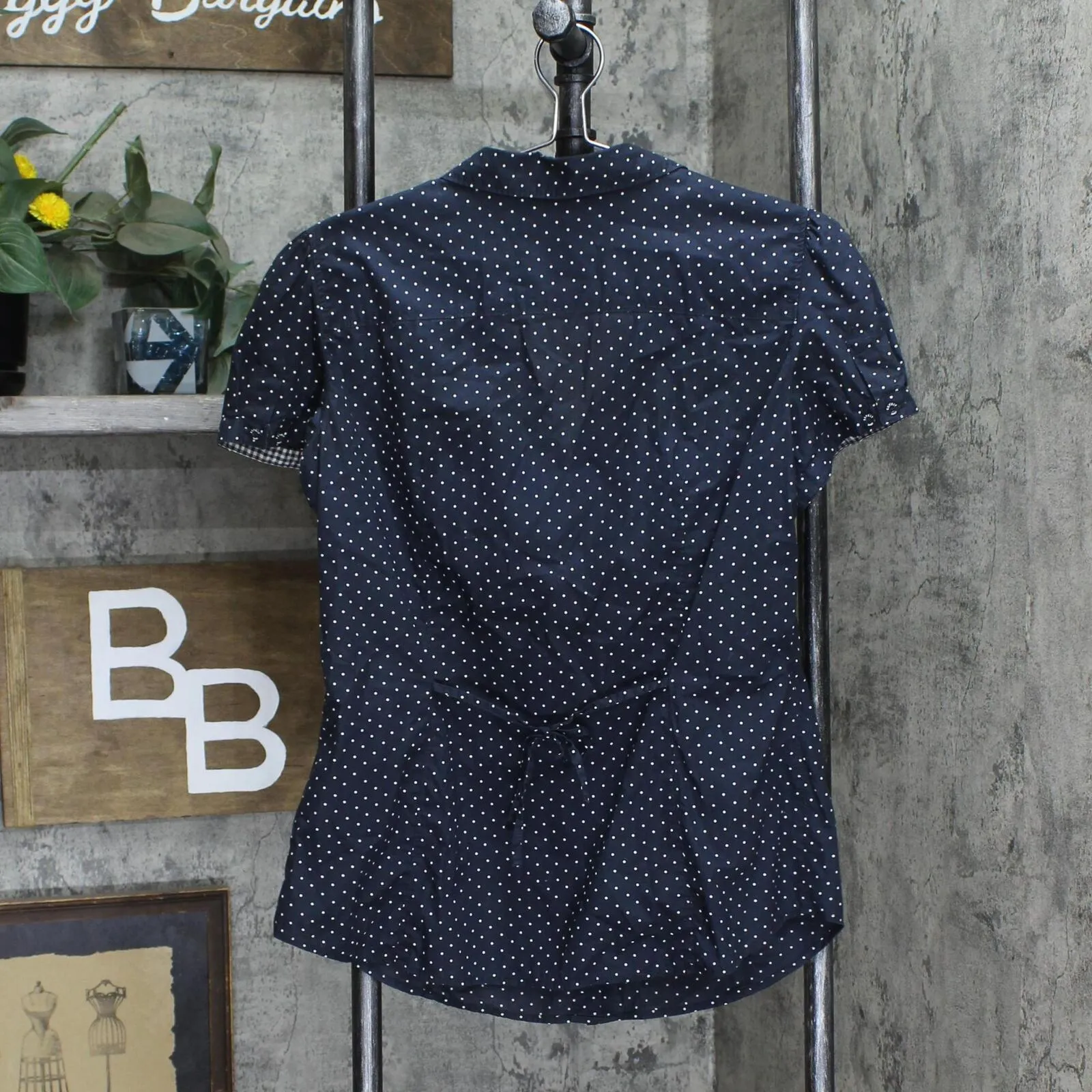 Esprit Womens Button Up Peplum Blouse Shirt Top 1667b8cf66e4c1 Blue / White 10