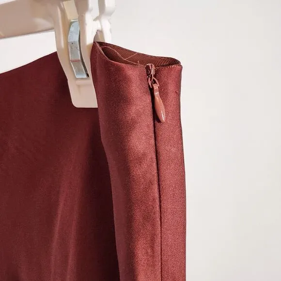 ESQUALO Women's Rust Brown Sateen Skirt, Size 8