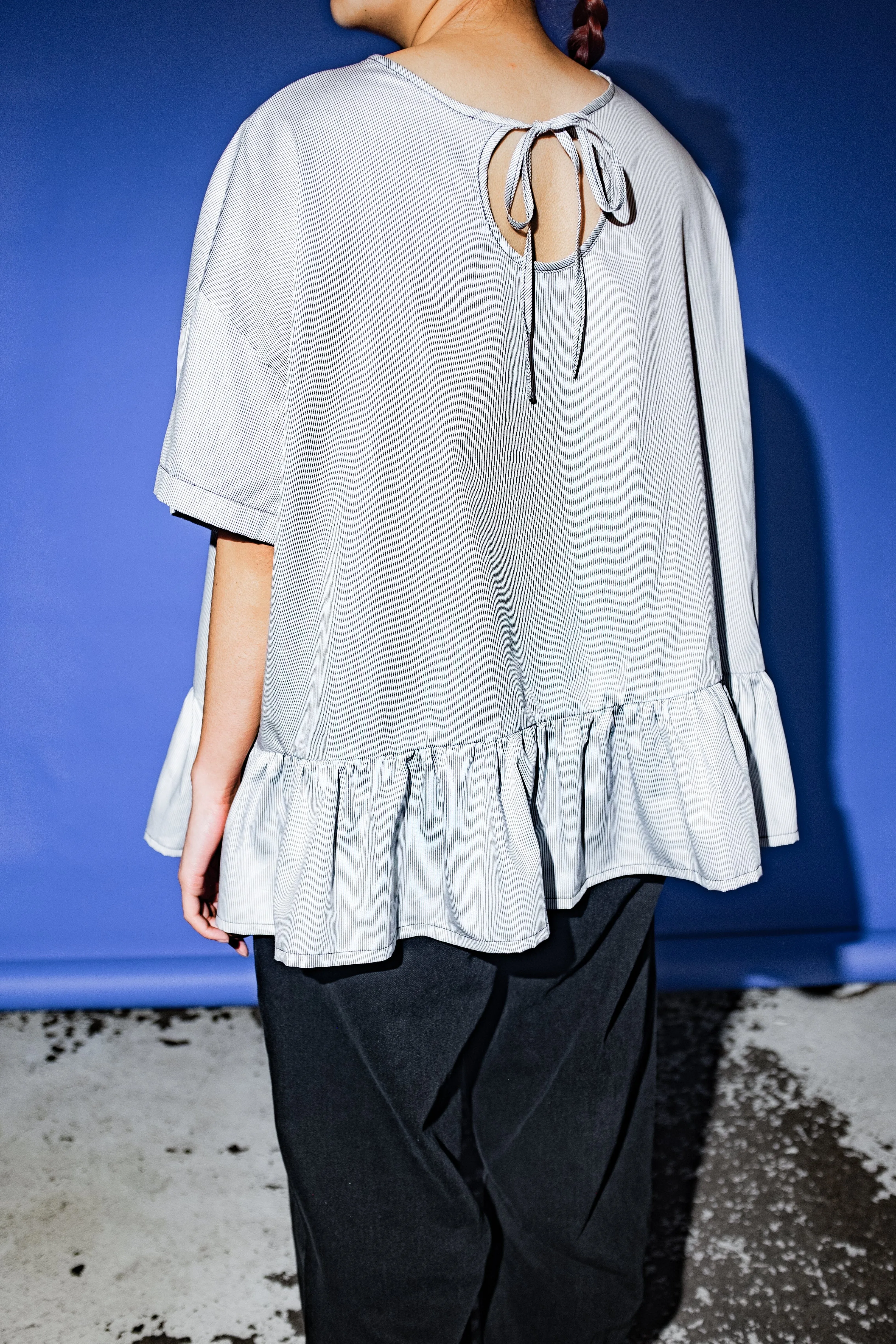 Evan Blouse in Blue   White Stripe
