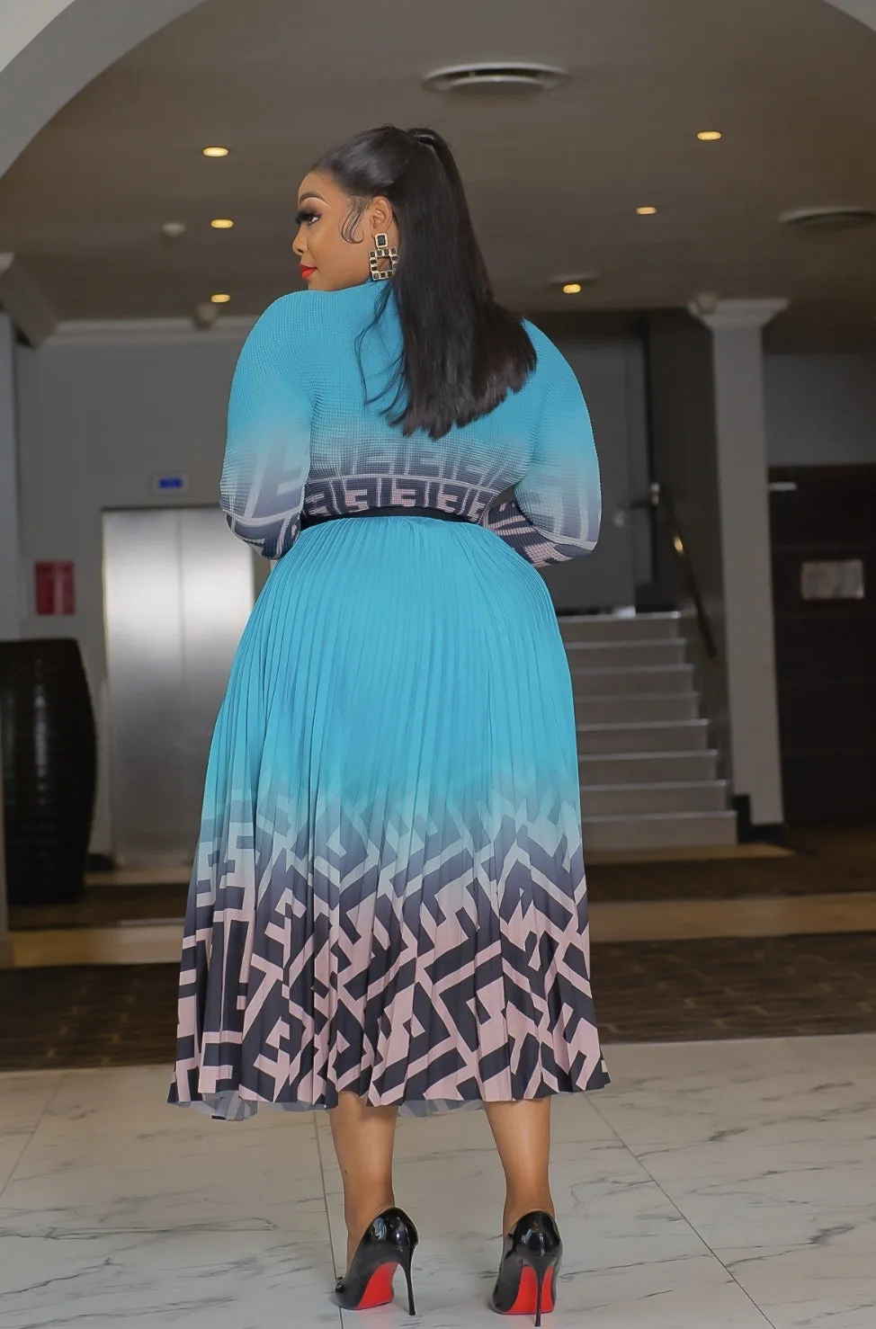 Fab! Fly! Fancy! - Mesh Long Sleeve Top & LONG Pleated Skirt Set (New! 2 colors))