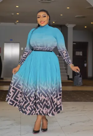 Fab! Fly! Fancy! - Mesh Long Sleeve Top & LONG Pleated Skirt Set (New! 2 colors))