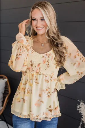 Finding Yourself Floral Babydoll Top- Light Yellow
