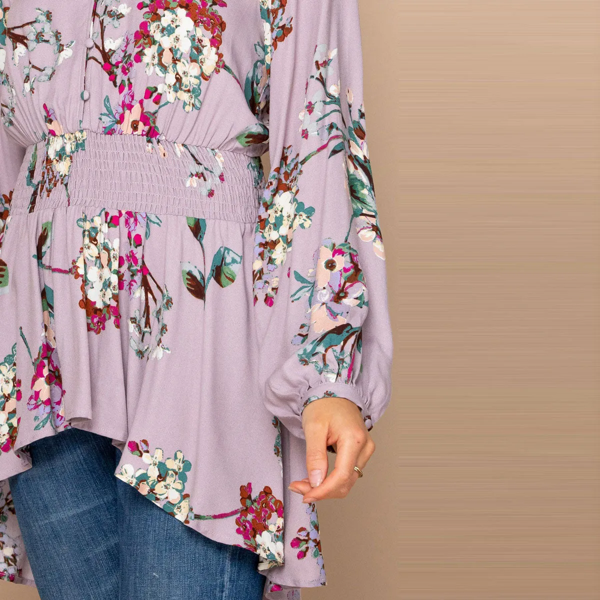 Floral Smocked Flowy Blouse