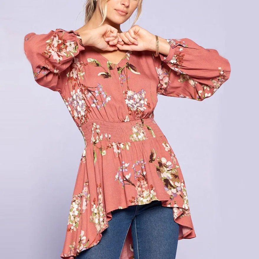 Floral Smocked Flowy Blouse